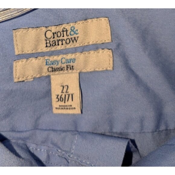 Croft & Barrow Easy Care Classic Fit Dress Shirt Men's Long Sleeve Blue neck 22 - Picture 4 of 11
